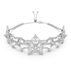 Stella choker, Large, White, Rhodium plated