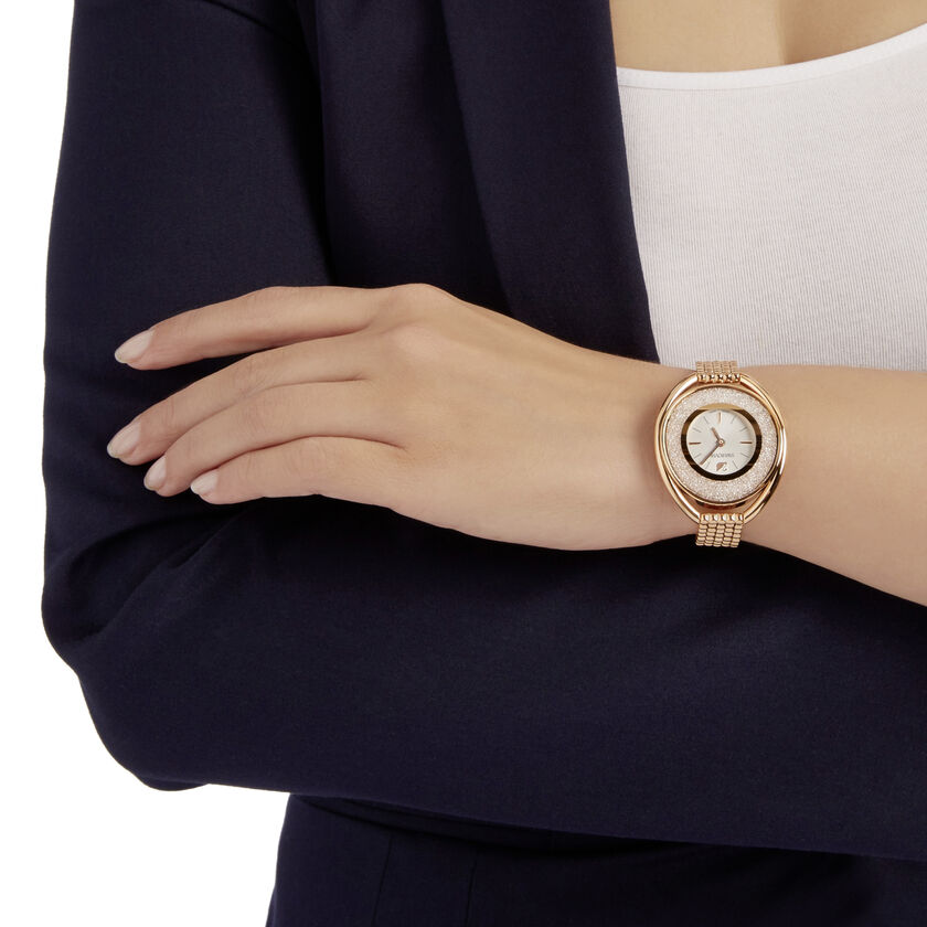 Crystalline Oval Bracelet Watch, Rose Gold Tone