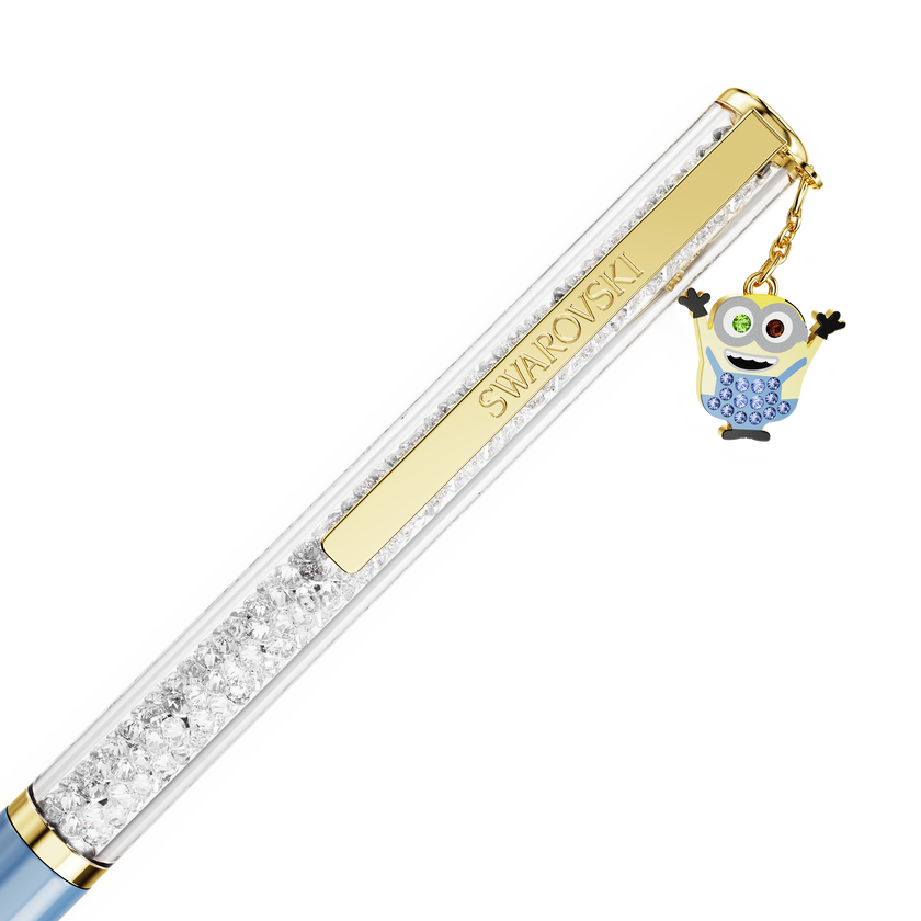 swarovski crystalline ballpoint pen  minions  blue  gold tone plated