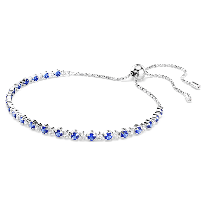 swarovski matrix tennis bracelet  mixed round cuts  blue  rhodium plated