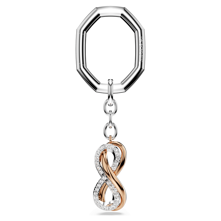 swarovski key ring  infinity  white  mixed metal finish