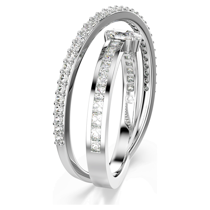 swarovski hyperbola ring  mixed cuts  white  rhodium plated