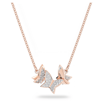 swarovski lilia necklace  butterfly  white  rose gold tone plated