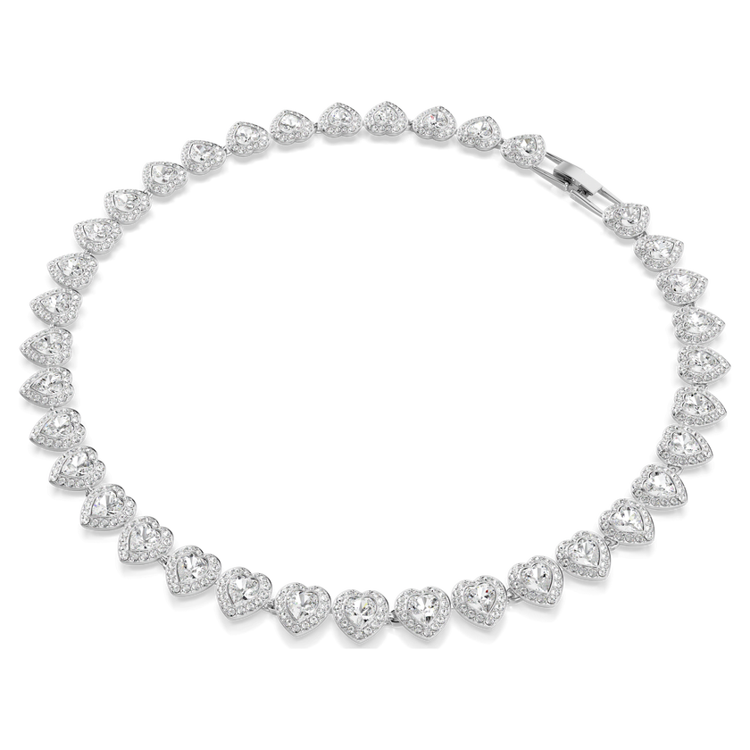 ariana grande x swarovski tennis necklace  mixed cuts  heart  white  rhodium plated