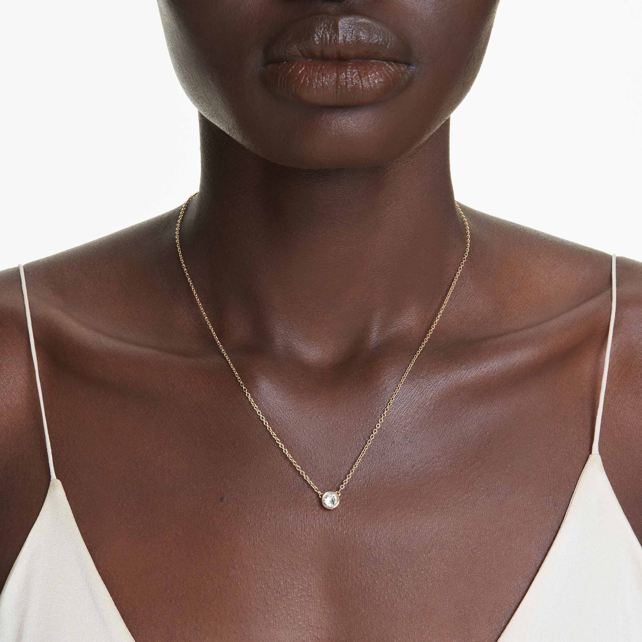 swarovski imber pendant  round cut  white  gold tone plated