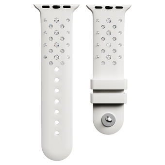 swarovski watch strap  silicone with stitching  gray  stainless steel