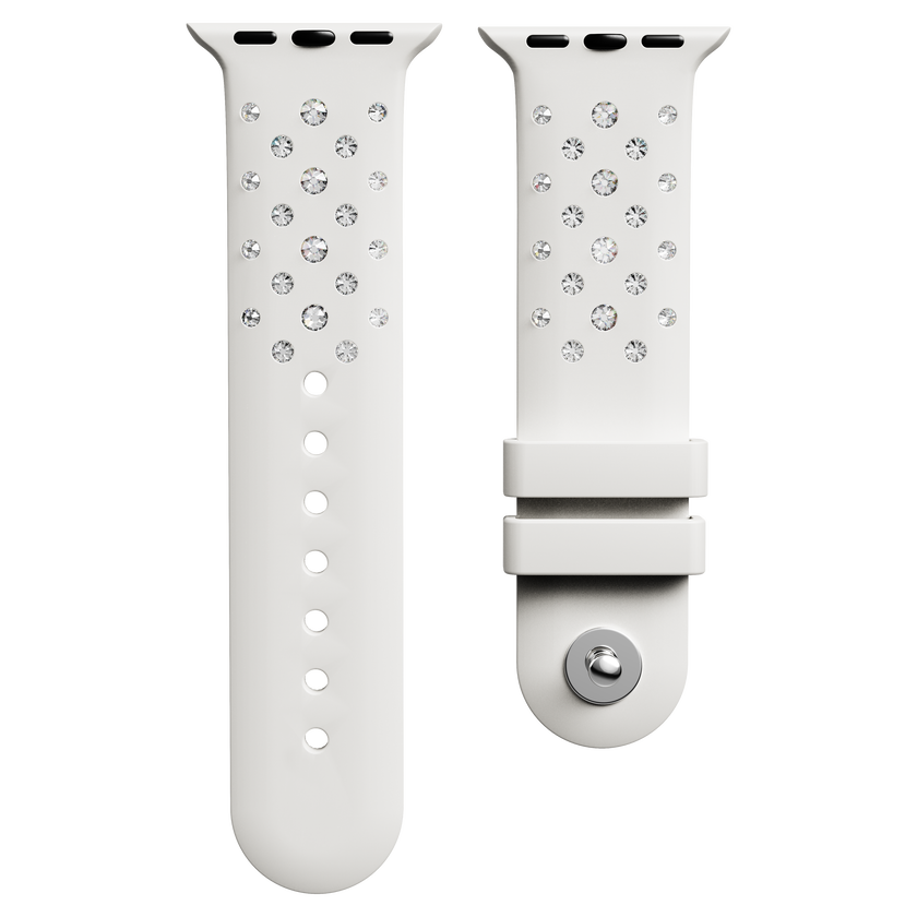 swarovski watch strap  silicone with stitching  gray  stainless steel