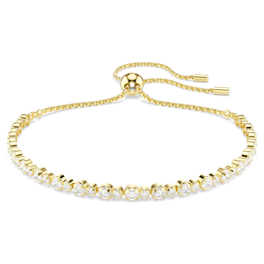 swarovski matrix tennis bracelet  round cut  white  gold tone plated