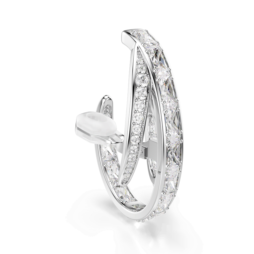 swarovski vienna clip earrings  mixed cuts  white  rhodium plated