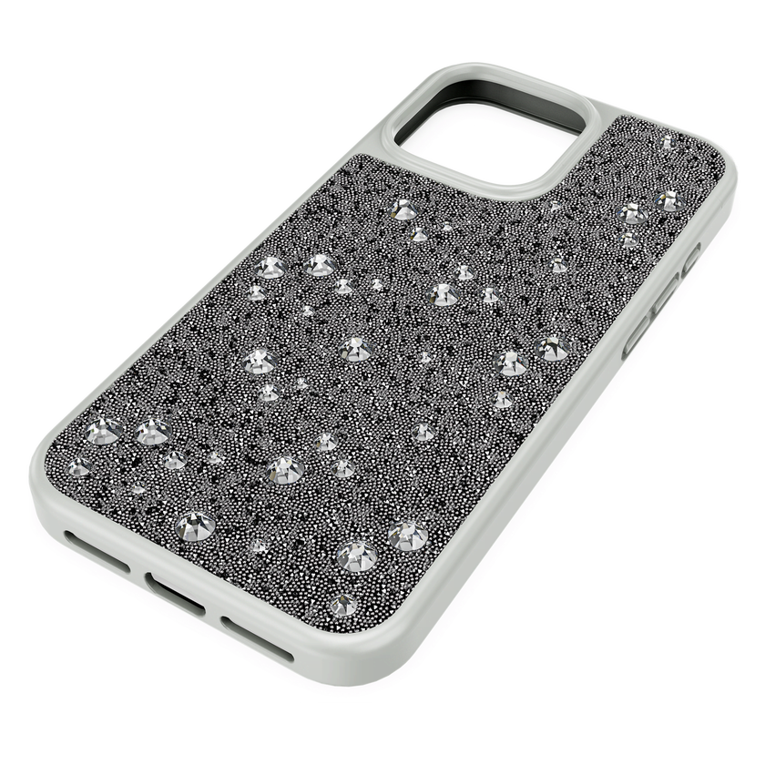 swarovski high smartphone case  scattered design  iphone  16 pro max  silver tone