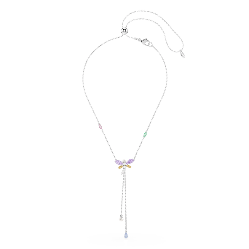 ariana grande x swarovski y necklace  mixed cuts  dragonfly  multicolored  rhodium plated