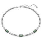 Matrix Tennis necklace, Mixed cuts, Green, Rhodium plated
