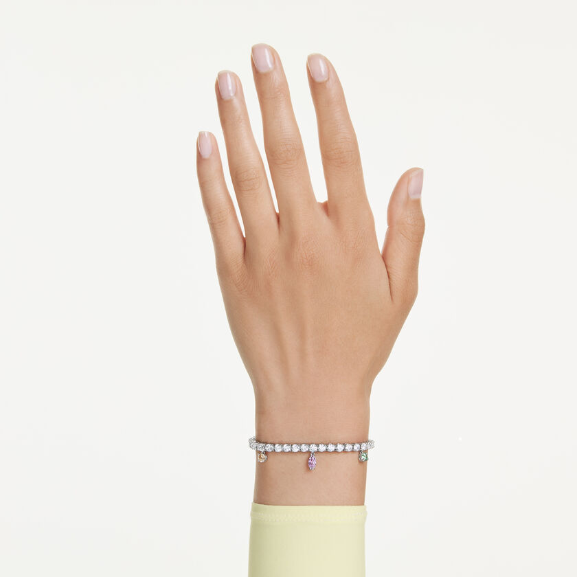 ariana grande x swarovski tennis bracelet  mixed cuts  multicolored  rhodium plated