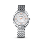 Crystalline Glam Watch, Metal Bracelet, White, Silver tone