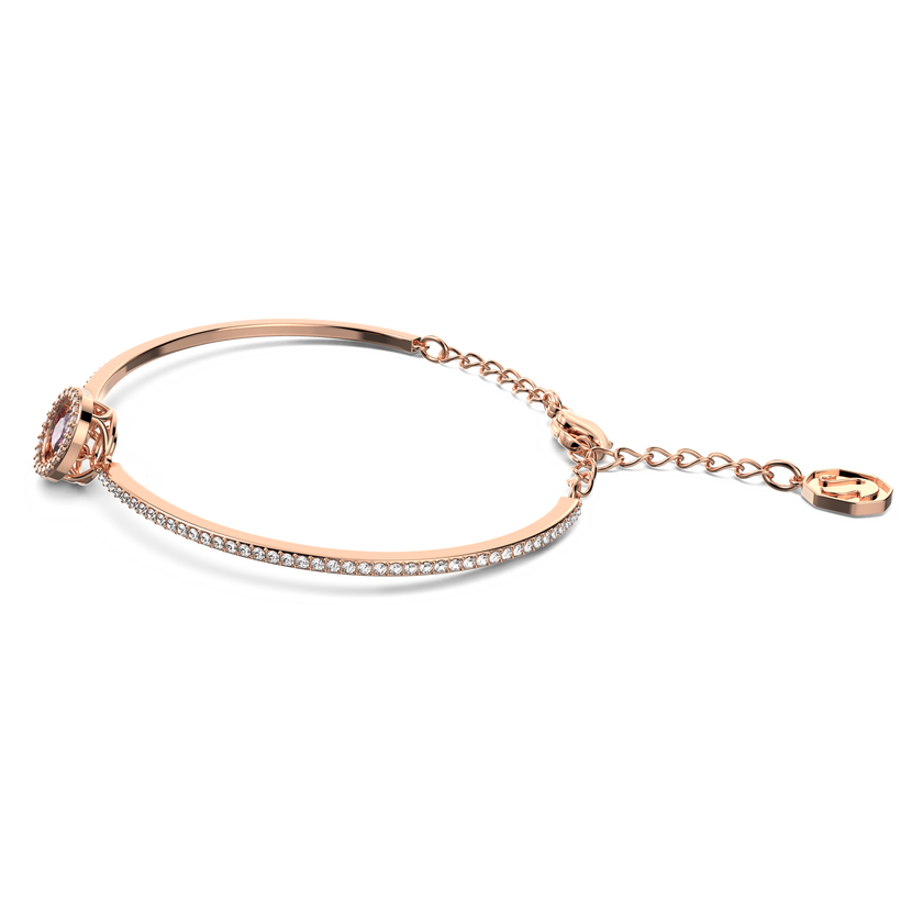 swarovski sparkling dance bangle  round cut  purple  rose gold tone plated
