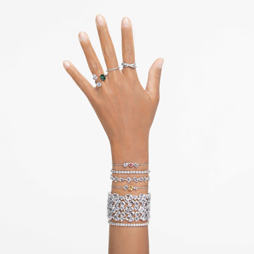 swarovski matrix vittore ring  round cut  white  rhodium plated