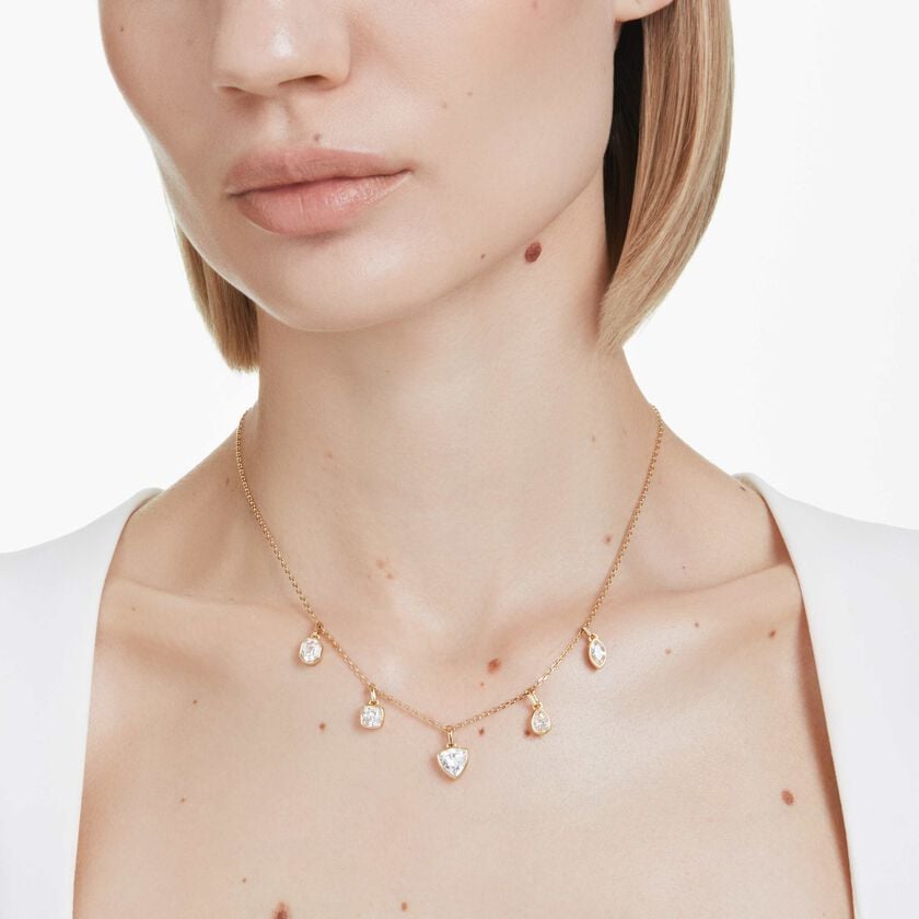 swarovski imber necklace  mixed cuts  white  gold tone plated