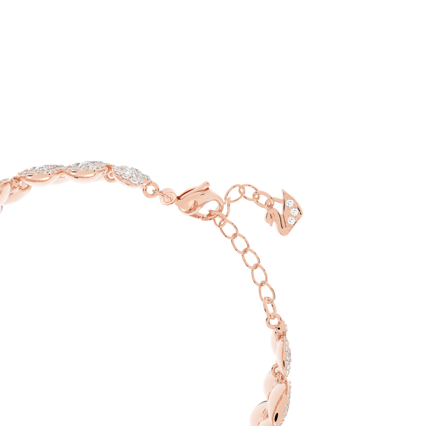 swarovski baron bracelet  leaf  white  rose gold tone plated