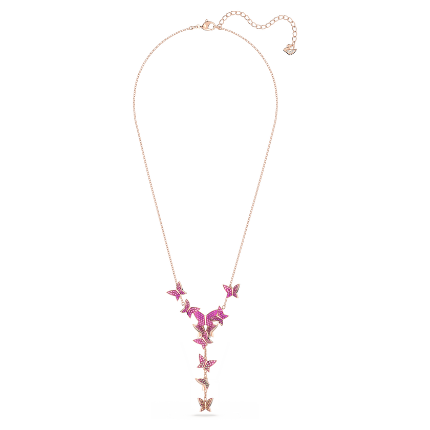swarovski idyllia lilia y necklace  butterfly  pink  18k rose gold finish