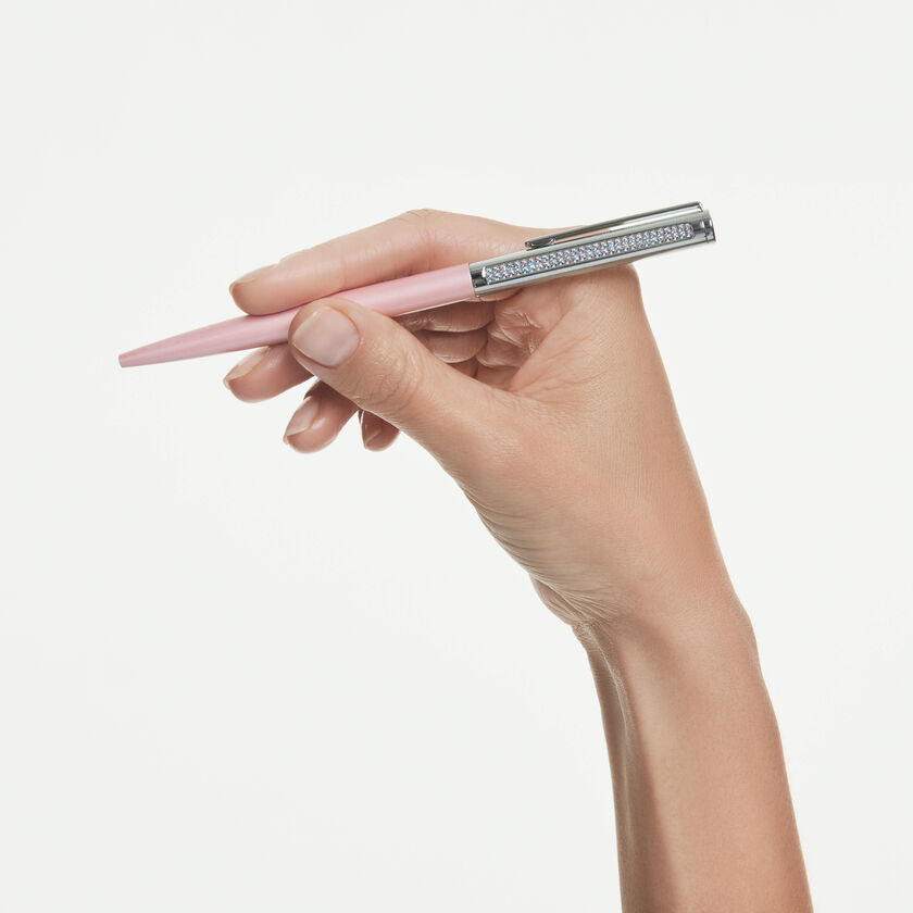 swarovski matrix tennis ballpoint pen  pink lacquered  chrome plated