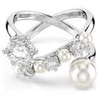 swarovski matrix cocktail ring crystal pearl round cut white rhodium plated
