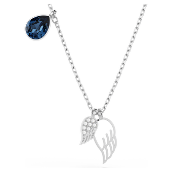 swarovski symbolica necklace  wing  blue  rhodium plated