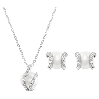 swarovski nude set  white  rhodium plated