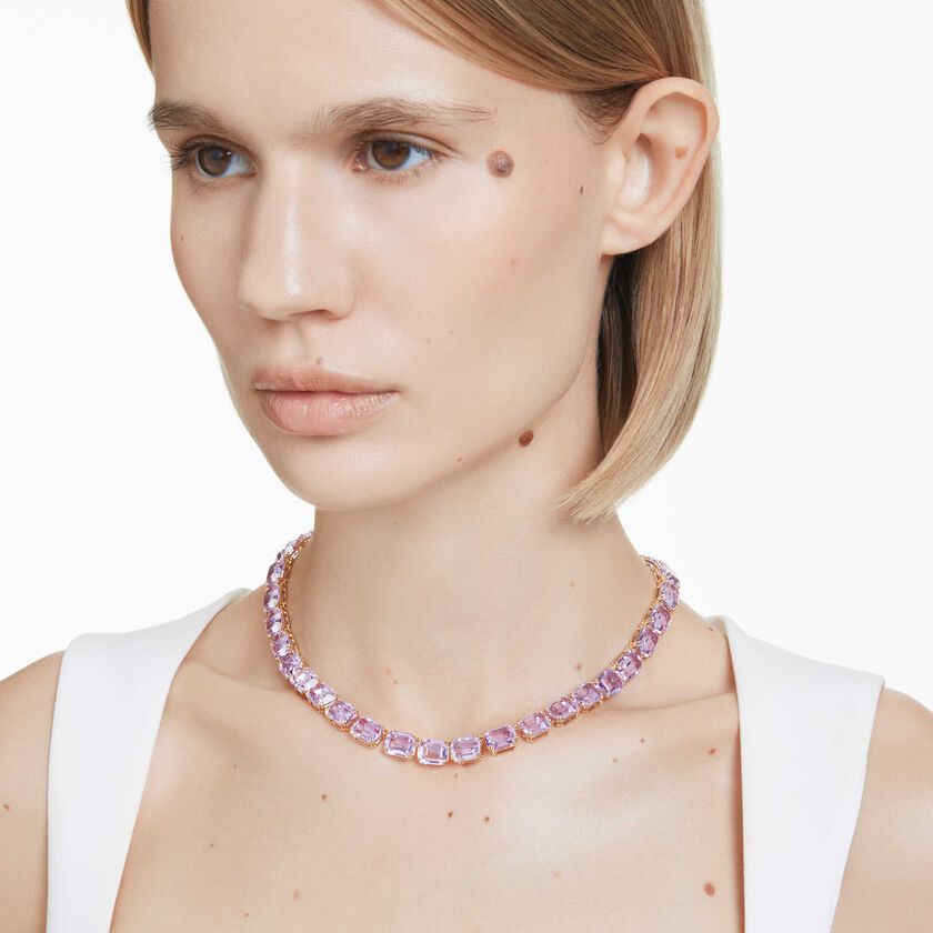 Buy Swarovski Millenia Tennis necklace, Octagon cut, Purple, Gold