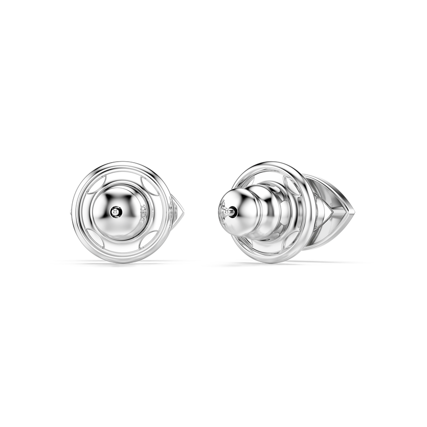 swarovski luckily stud earrings  round cut  pav   eye  white  rhodium plated