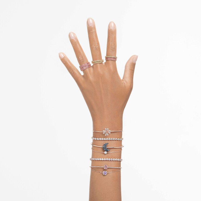 swarovski matrix tennis bracelet  round cut  white  18k rose gold finish