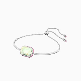 Orbita bracelet,  Octagon cut crystal, Multicolored, Rhodium plated