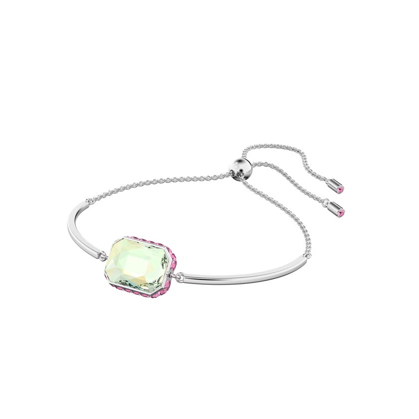 Orbita bracelet,  Octagon cut crystal, Multicolored, Rhodium plated