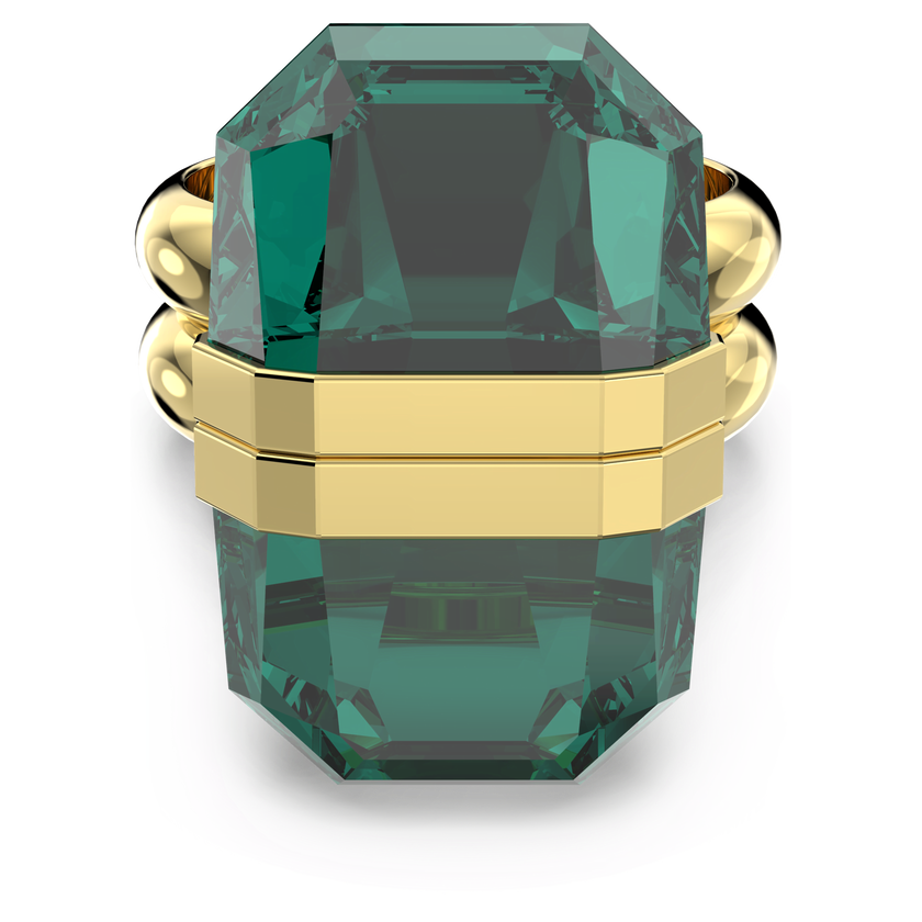 swarovski lucent ring   magnetic  green  gold tone plated