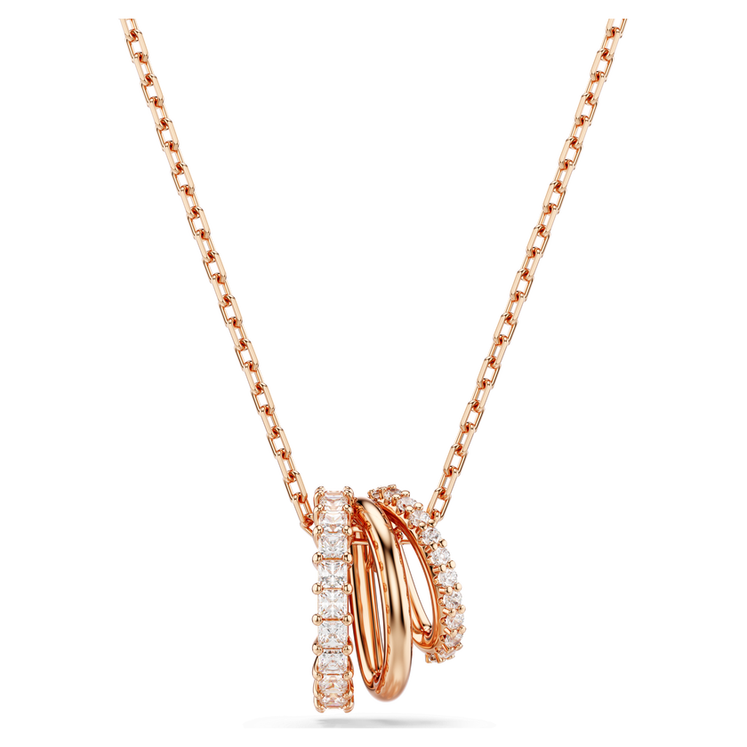 swarovski hyperbola pendant  mixed cuts  white  rose gold tone plated