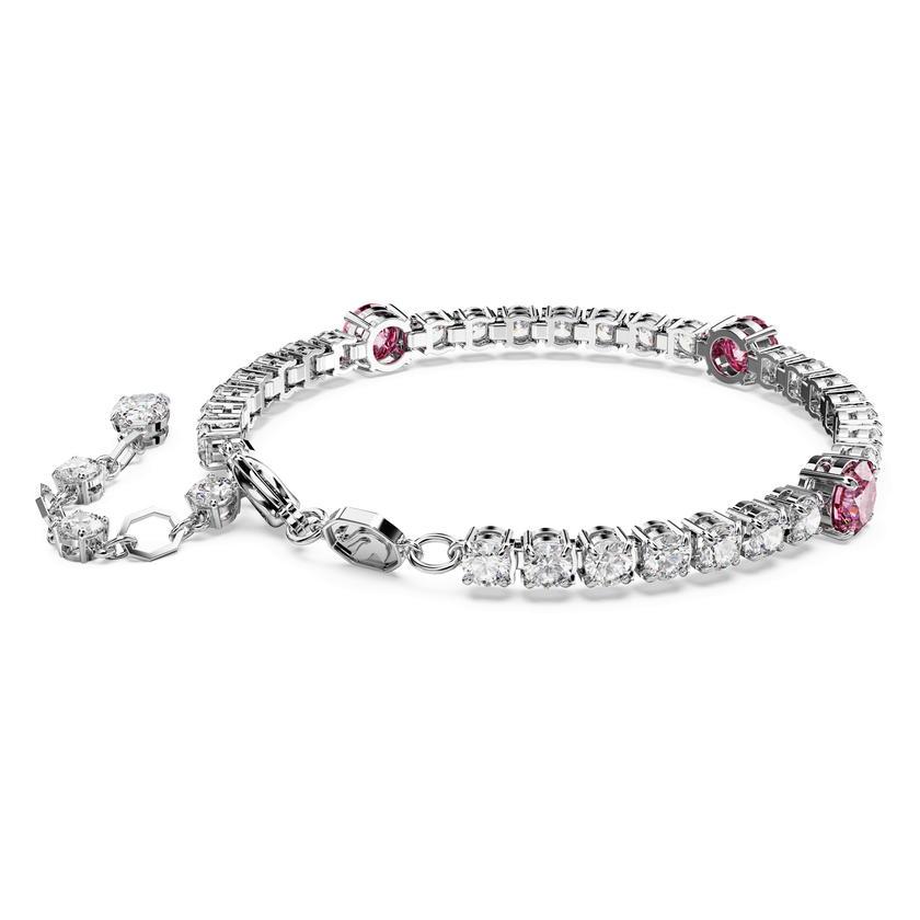 swarovski matrix tennis bracelet  mixed cuts  pink  rhodium plated