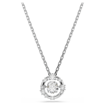 swarovski constella pendant  round cut  dancing stone  white  rhodium plated