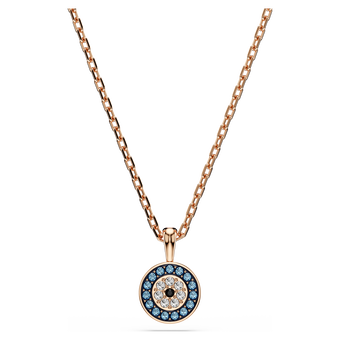 swarovski luckily pendant  pav   eye  blue  rose gold tone plated