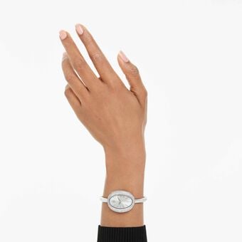 swarovski imber bangle watch  swiss made  metal bracelet  silver tone  stainless steel