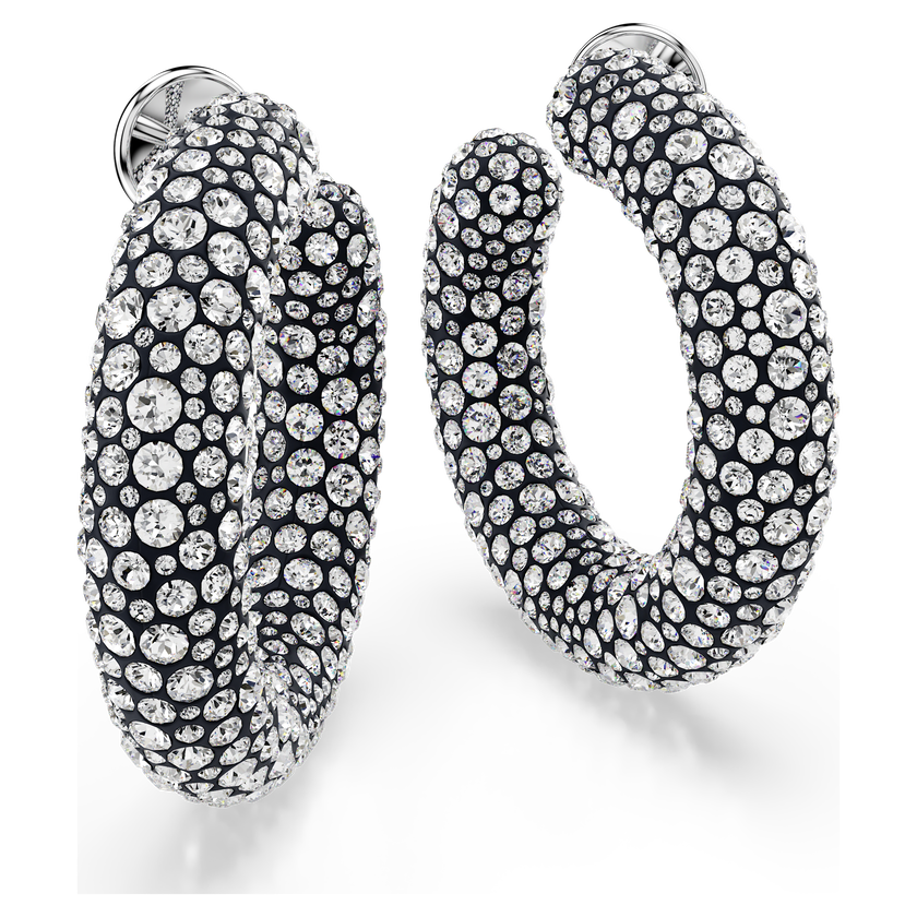 swarovski sublima hoop earrings  mixed round cuts  white  rhodium plated