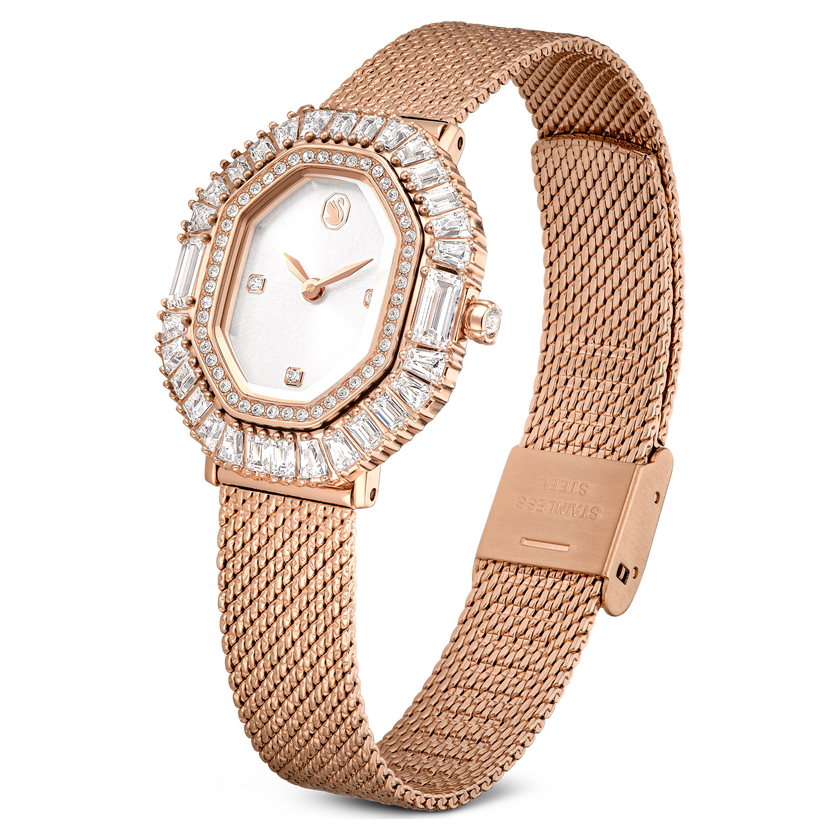 swarovski matrix octagon watch  metal bracelet  rose gold tone  rose gold tone finish