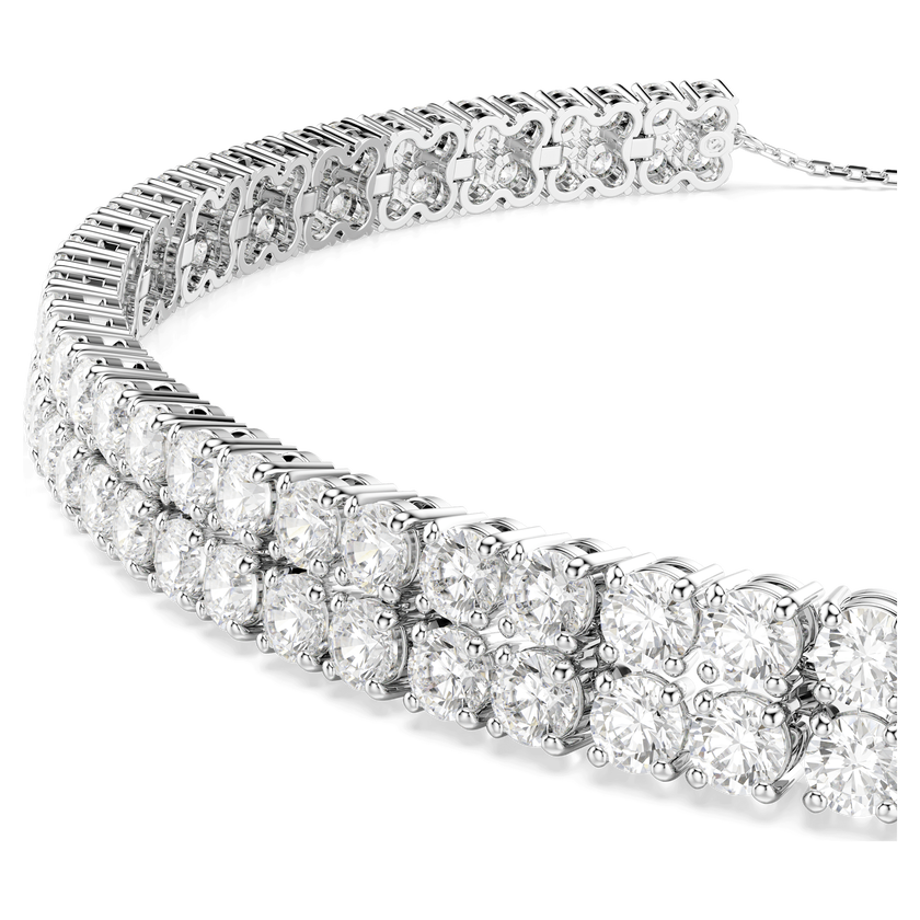 swarovski matrix choker  round cut  white  rhodium plated