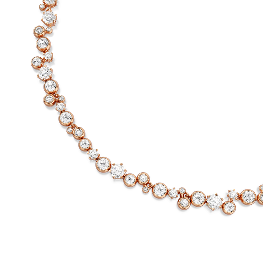 swarovski constella necklace  round cut  white  18k rose gold finish