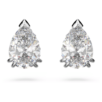 swarovski stilla stud earrings  pear cut  white  rhodium plated