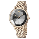 Crystal Lake Watch, Metal Bracelet, Dark Gray, Champagne Gold Tone
