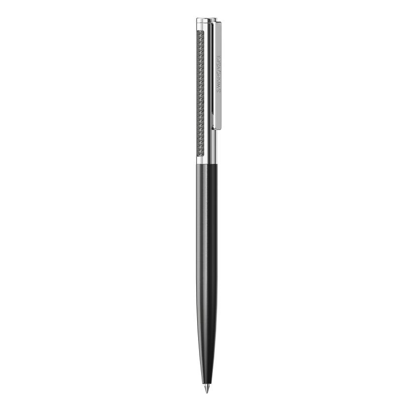 swarovski matrix tennis ballpoint pen  black lacquered  chrome plated