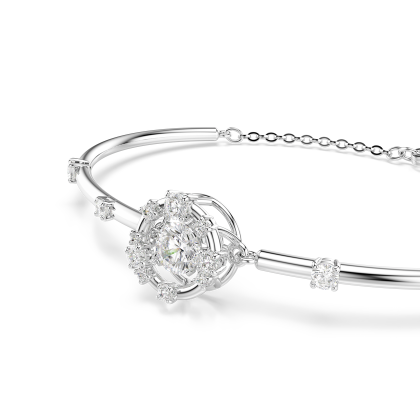 swarovski constella bangle  round cut  dancing stone  white  rhodium plated