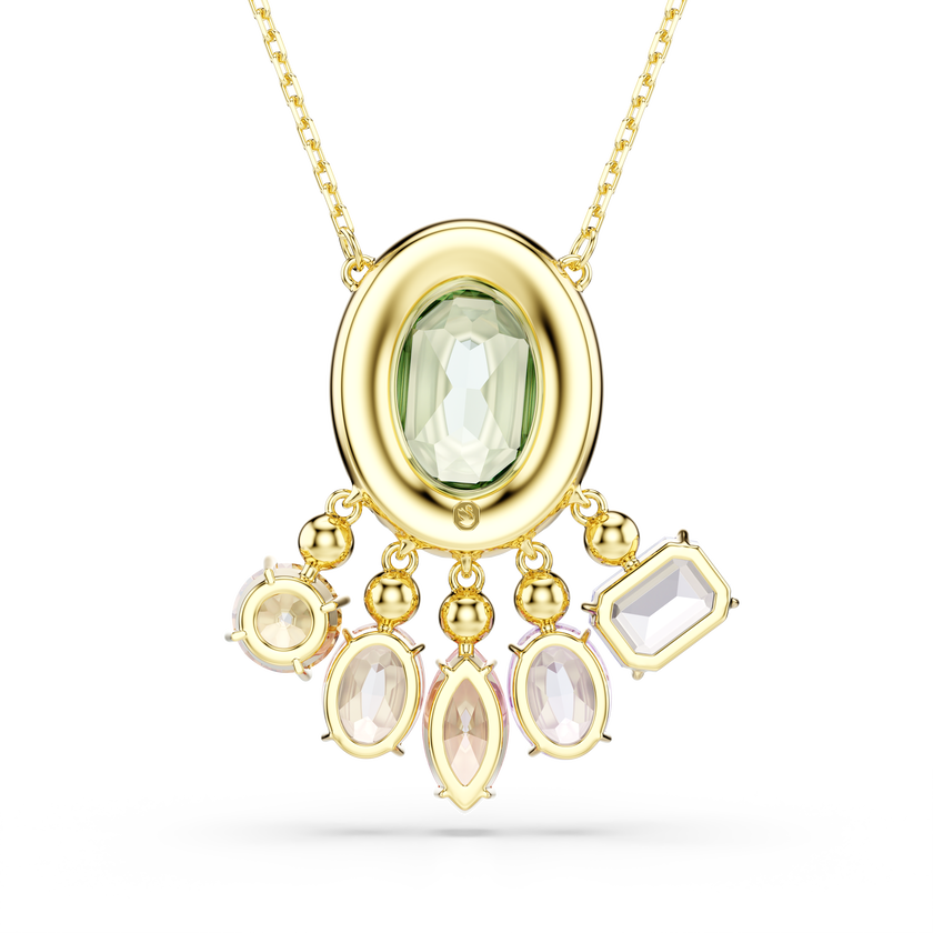swarovski gema pendant  mixed cuts  dangling crystals  multicolored  gold tone plated