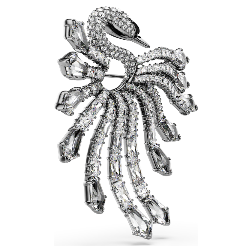 swarovski the vienna collection brooch  swan  white  ruthenium plated