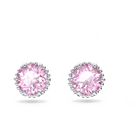 Birthstone earrings, June, Pink, Rhodium plated