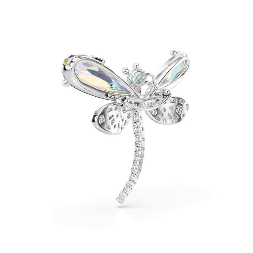 ariana grande x swarovski pendant and brooch  mixed cuts  dragonfly  green  rhodium plated
